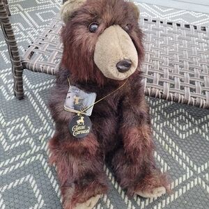 Brown Black Grizzly Bear Plush Carousel by Guy Sitting Stuffed Animal 1983